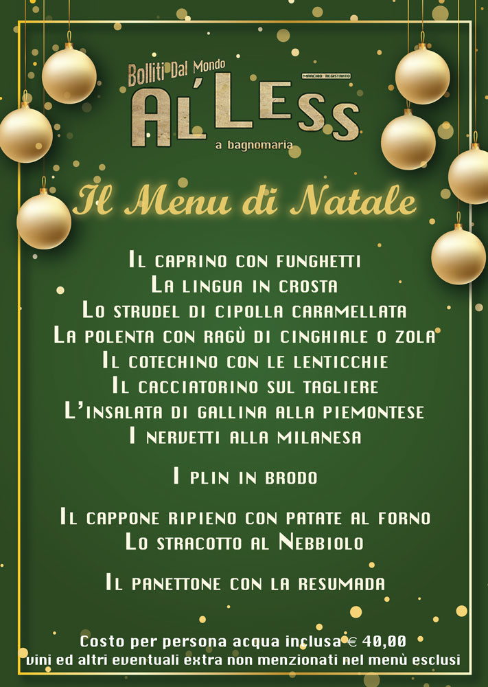 Menu Di Natale Milano.Il Menu Di Natale Al Less